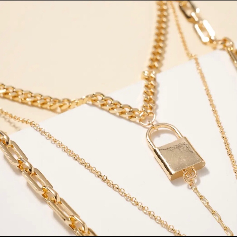 Elle Lock Charms Multi Layered Necklace - Picture 5 of 7